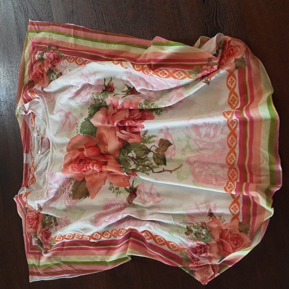 Lavish Cream and Pink Floral Loose fitted Blouse